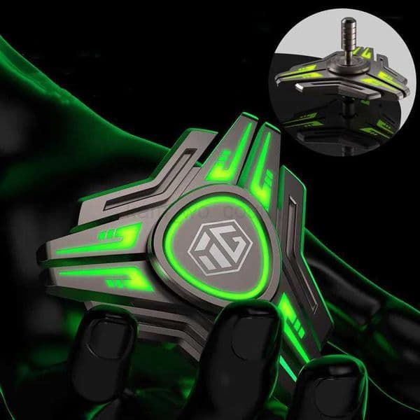 Fidget EDC Metal Black Technology Luminous Fingertip Gyro Toy Nightlight Finger Blade Breaking Decompression Toy Tool Kids GiftM240729