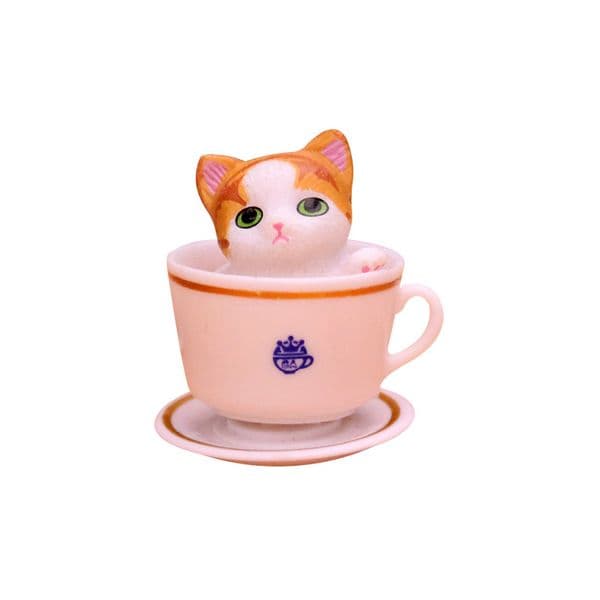 Mini tea cup Orange Cat Kitten doll hand action figure Internet red blind box accessories table cake decoration small ornaments