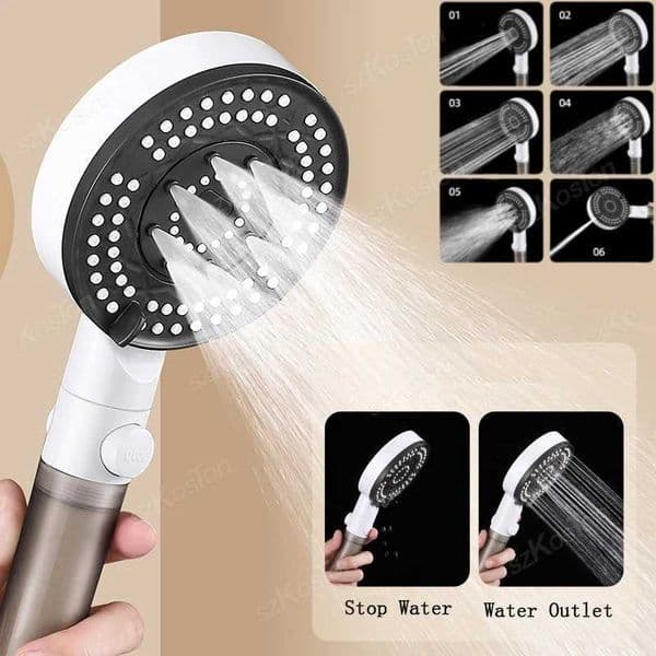 6 modes of shower head filter for bathroom accessories anti limestone high-pressure shower head water pipe support faucet kitW240730