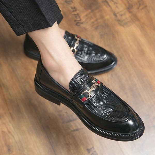 Mens Business Casual Shoes: Classic Emed Leather Free shipping Dress Loafers Men, Comfortable and Lightweight for Daily Use