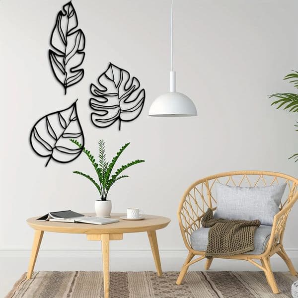 3pc Wall Decorleaves Metal Wall Hanging Decoration Birthday Party SuppliesRoom Decor outdoor Home Decor Modern Art 240730
