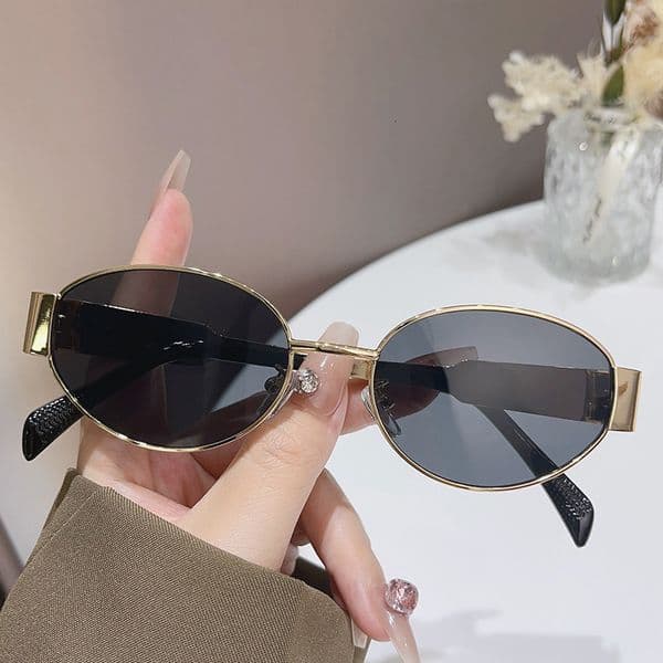 fashion Oval Sunglasses for Women Brand Metal Frame Sun Glasses Ladies Classic Vintage Round Shades Unisex