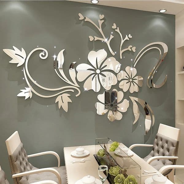 Large 3D Flower Mirror Wall Stickers Acrylic Decorative Wall Stickers Art Murals for Bedroom TV Background Decoration 120x90cm 240730