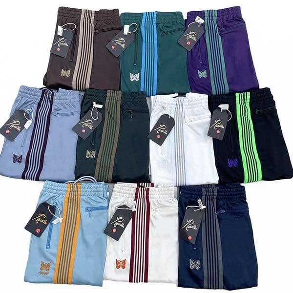 Men's Pants Needles 48 Colors Fashion Designer Side Stripe Oversized 1:1 Clothing Wide Men Women Embroidered Butterfly Track Poly Smooth