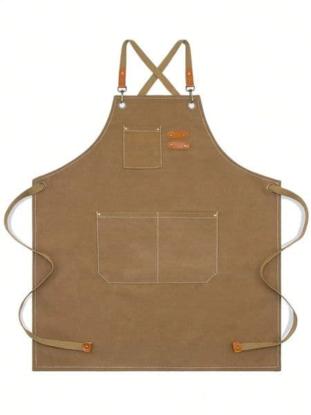 2026 Leeseph Chef Canvas Cross Back With For Women Men Adjustable Strap And Large Pockets Apron Kitchen Cook 240730 Free Shipping