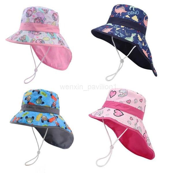 New Spring Summer Baby Bucket Hat for Boys Girls Cartoon Childrens Beach Shawl Hat Kids Wide Brim UV Protection HatXJ240730