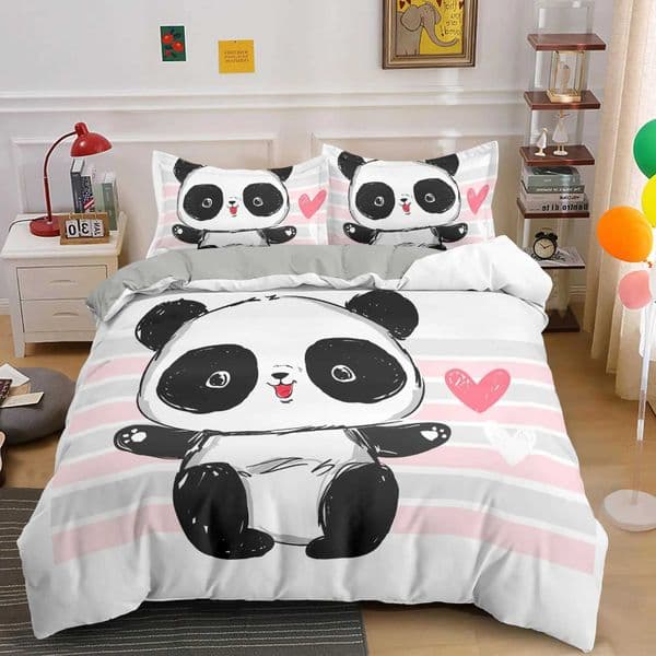 Panda Duvet Cover Cute Animal Pattern Bedding Set for Kids Boys Girls Cartoon Giant Panda Bear Polyester Comforter Cover Queen Y240730