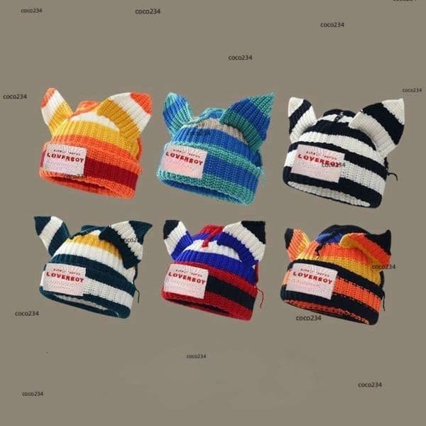 stray kids beanie cat ears knitted hat boy girl hats beanie caps with metal pin felix hyunjin lee accessories