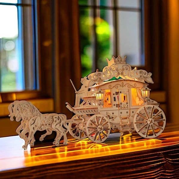3D Carriage DioramasInteresting 3D Wooden Puzzle High-end Decor Nightlights A Great Birthday Gifts For Everyone(241 pcs )M240731