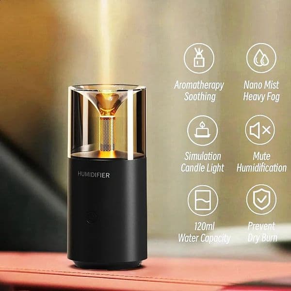 Candlelight Aroma Diffuser USB Electric Ultrasonic Mist Maker Air Humidifier for Home Car Mini Fragrance Essential Oil Diffuser 240731