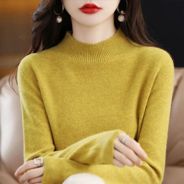 100% Merino Wool Cashmere Sweater Womens Knitted Navy Blue Collar Long Sleeve Floral Autumn Winter Clothing Warm Jumping Top 240812