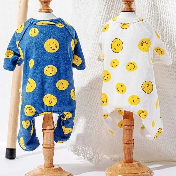 Fleece Pet Dog Jumpsuit Smile Print Four Legs Dog Clothes Chihuahua Yorkie Bichon Puppy Costume Warm Clothing Girls Dog PajamasXJ240731
