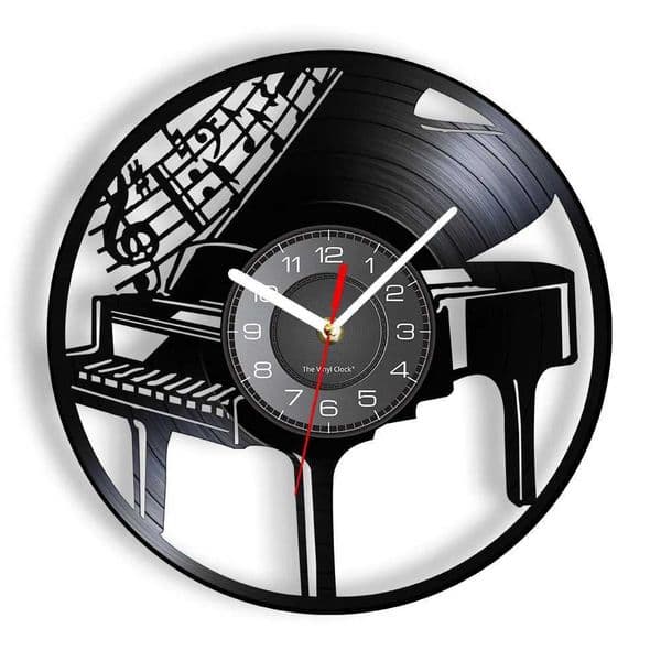 Musical Instrument Piano Wall Clock Musical Notes Melody Grand Piano Sheet Music Vinyl Record Wall Clock Pianist Musicians GiftM240731