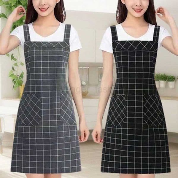 NEW Fashion Kitchen Cotton Linen Aprons Home Double Pocket Work Suit Back Strap Unisex Anti Fouling And Breathable ApronsXJ240731
