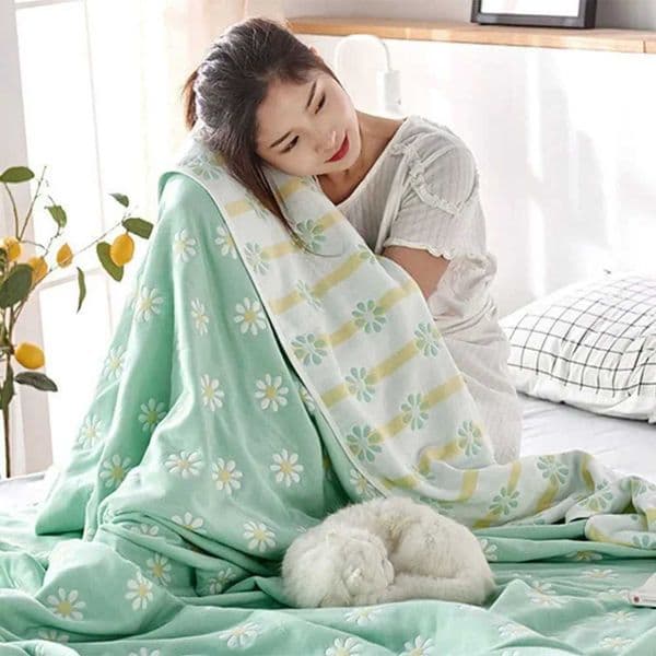 Nordic Throw Blanket For Beds Cotton Gauze Towel Quilt Adult Kawaii Blanket Summer Thickened Sofa Cover Soft Cartoon Bedspread Y240730