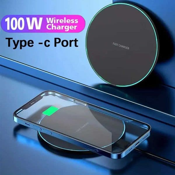 100W Fast Wireless Charger Pad for iPhone 15 14 13 12 11 Pro Max Samsung Galaxy S24 S23 S22 S20 Wireless Charging StationM240731