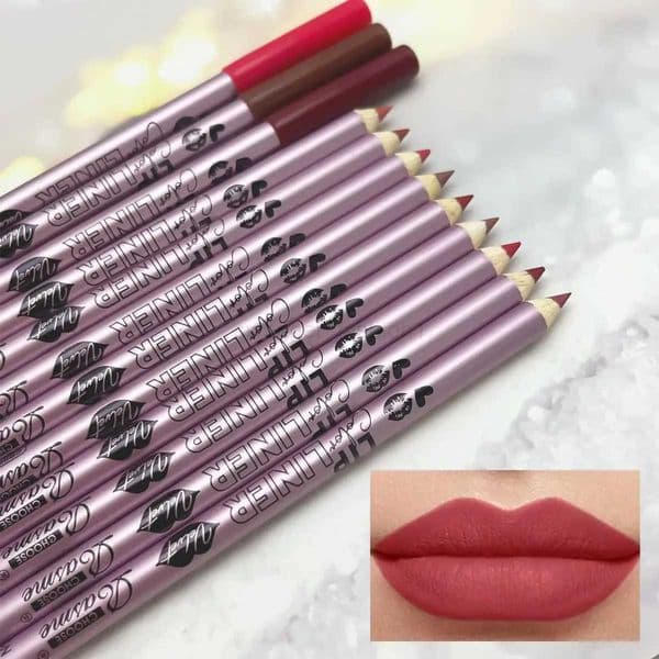 12 Colors Lip Liner Suit Matte Waterproof Not Smudge Nude Lipstick Pen Makeup Hook Sexy Red Lip Stick Long Lasting Makeup PencilXJ240731