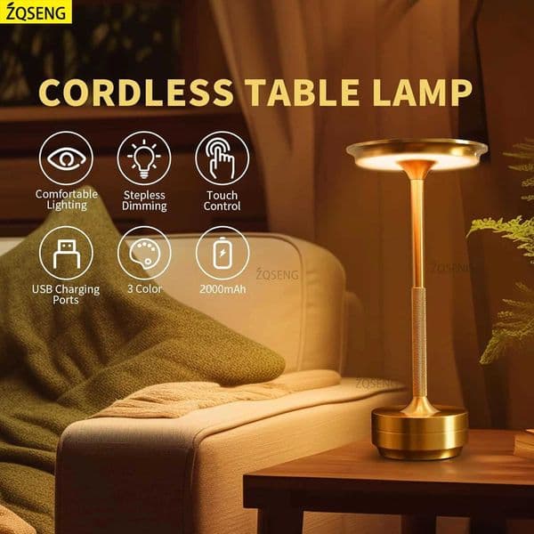 Table Lamp Touch Rechargeable Desk Lamp Wireless Reading Lamp for Bar Restaurant Bedroom Home Outdoor Decor Creative Gifts b B240904