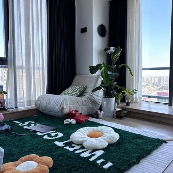 2026-- Rug Green Grass Classic Handmade Flocked Large Carpet Decor Parlor Bedroom Playroom Artistic Premium Floor Mat