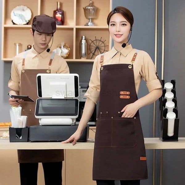 Apron Waterproof Oil Proof Catering Supermarket Restaurant Fruit Shop Family Milk Tea Work Clothes for Both Men and WomenXJ240731