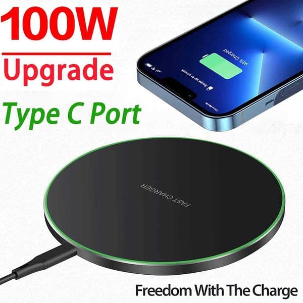 100W Fast Wireless Charger Pad for iPhone 14 13 12 11 X Max For Samsung Galaxy S21 S20 S10 S9 Wireless Charging StandM240731