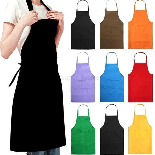 Adjustable Cooking Apron Unisex Household Solid Color Chef Waiter Barbecue Hairdresser Adult Pocket Apron Kitchen Supplies ToolXJ240731