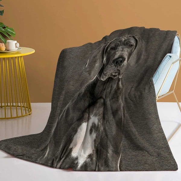 Luxury Designer Throw Grey Great Dane Printed Throw Plush Fluffy Flannel Fleece Blanket h Soft Throws For Sofa Couch And Bed Y240730 Free Shipping