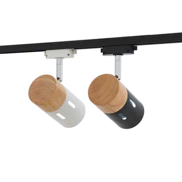 Nordic LED Track Light Modern Wood Adjusted Rail Track Spotlights Decor Shop Wall Exhibition Background Lighting FixtureCL240730