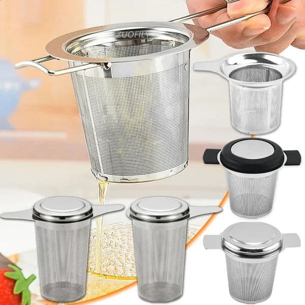 Multi Style Handle Infuser Fine Mesh Coffee Filter Stainless Steel Tea Strainer Teapot Cup Hanging Loose Leaf Spice Leak 1Pc 240731