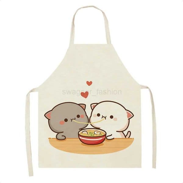 Cute Cartoon Cat Printed Apron Couple Apron Sleeveless Anti-Fouling Womens Mens Apron Restaurant Chef Cooking Baking ApronXJ240731