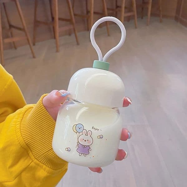 200ml Water Bottle Mini Glass Water Bottles Portable Cute Heat Resistant Water Cup Creative Simple Cup Handle Small Milk Cup 240730 M260225