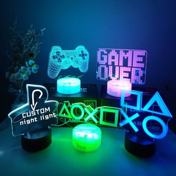 NEW 3D Night Lamp Gaming Room Desk Setup Lighting Decor on The Table Game Console Icon Bedside Light Christmas Gift B240904