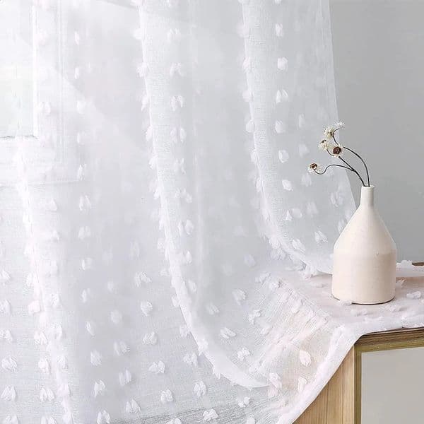 Modern White Semi Sheer Curtains For Living Room Bedroom White Textured Curtains Window Cortina Kitchen Door Cute Voile Drapes 240730