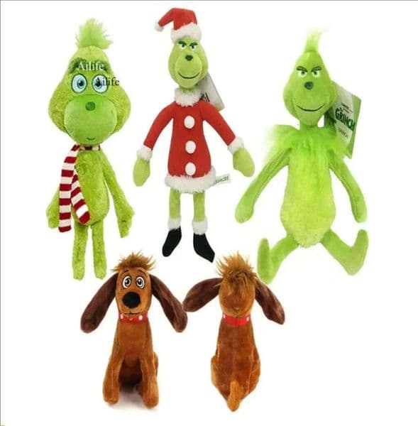 18x40Cm How The Stole Toys Grinch Plush Max Dog Doll Soft Stuffed Cartoon Animal Peluche For Kids Christmas GG0731