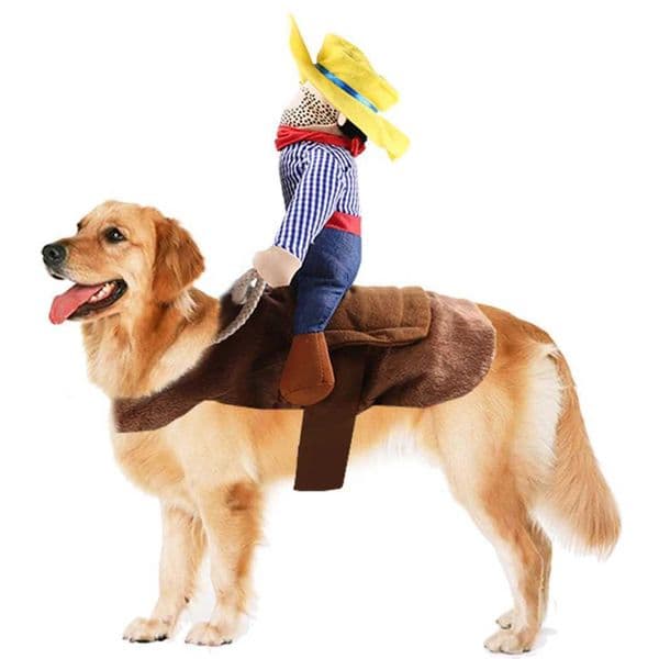 Cowboy Rider Dog Costume For Dogs Outfit Knight Style With Doll And Hat Pet Costume For Novelty Halloween Dog Carrying CostumeXJ240731