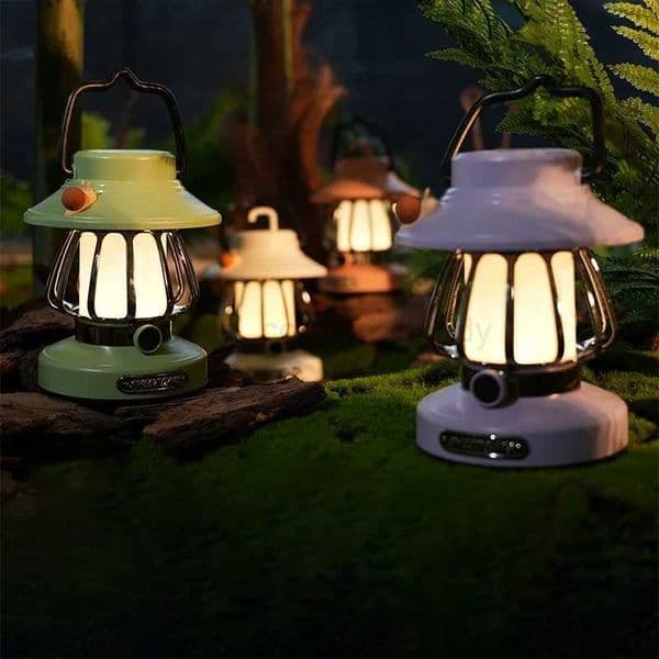 LED Camping Lamp 3 Colors Stepless Dimming USB C Rechargeable Night Lights Outdoor Portable Emergency Retro Camping LightB240731