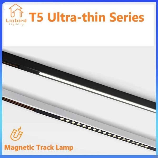 T5 Ultra Thin Magnetic Blcak Track Light System Simple Modern Embedded Flexible Fixture LED Spotlight Ceiling Indoor Living HomeCL240730
