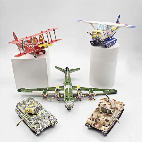 Kids DIY Military Aircraft Tank Paper Puzzle 3D Jigsaw Assembled Handmade Educational ToysM240731