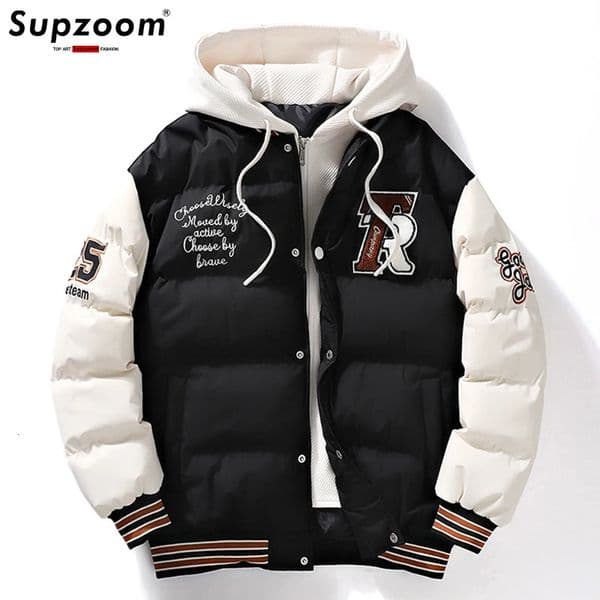 Supzoom Arrival Casual Embroidery Mens Winter Trendy Twopiece Hooded Bread Suit Couple Cottonpadded Jackets And Coats 241029