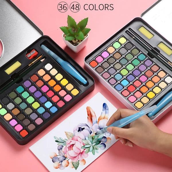 36/48 Colors Solid Watercolor Paint Set Ideal for Artists Painting Professionals Sudents Watercolour Paint Art Painting Supplies 240318