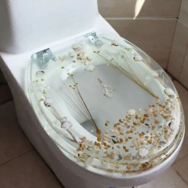2026 New Quality Covers Resin Toilet Seat Fancy Bathroom Accessories Thickened Transparent Safety Cover With Shells And Chrome Hinge U/V Typ