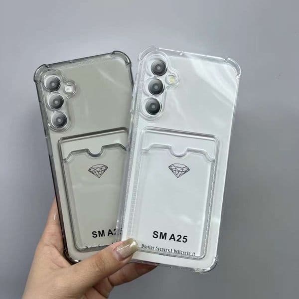 S26 Card Slot Pocket TPU Shockproof Cases For Samsung S25 Edge S23 Plus FE S24 Ultra A57 A17 A07 A26 A56 A36 A16 A06 Credit ID Fine Hole Soft Four-corner Clear