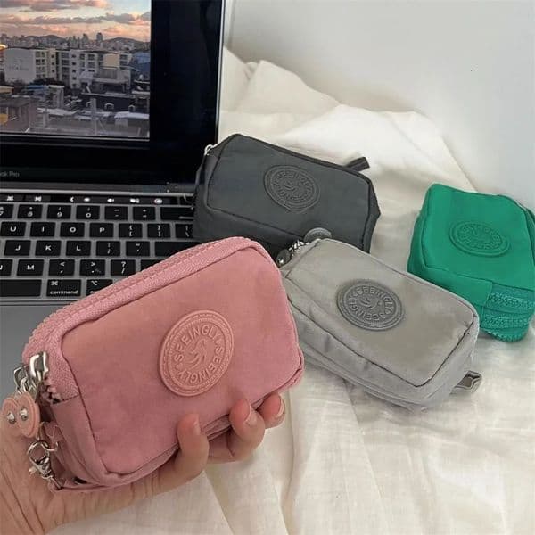 Mini Nylon Coin Purse Key Bag Women Wallets Zipper Waterproof Portable Three Layer Card Holder Female Girl Handbag Headphone 241029