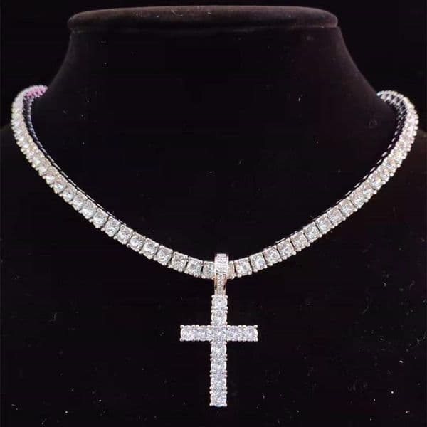 Pendant Necklaces Men Women Hip Hop Cross Necklace With 4mm Zircon Tennis Chain Iced Out Bling HipHop Jewelry Fashion Gift