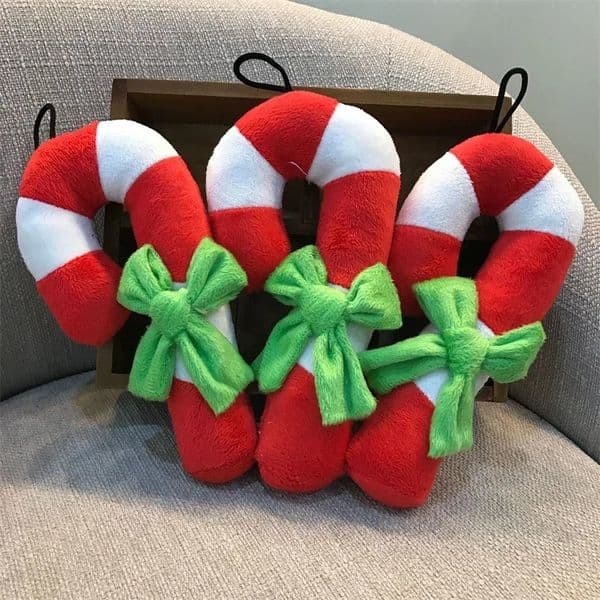 1 pc Christmas Candy Squeak Toy For Dog Puppy Plush Red Pet Sounding Holiday Party Animal French Bulldog Terrier Chihuahua 241028