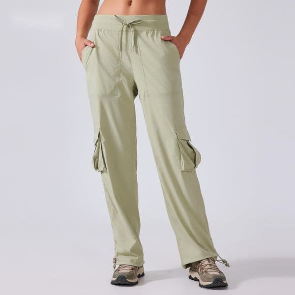 2025--Womens Dance Studio Cargo Pant Loose Workout Mid Rise Women Casual Gym Yoga Long Wide Leg Pants Drawstring Running Sports Trousers