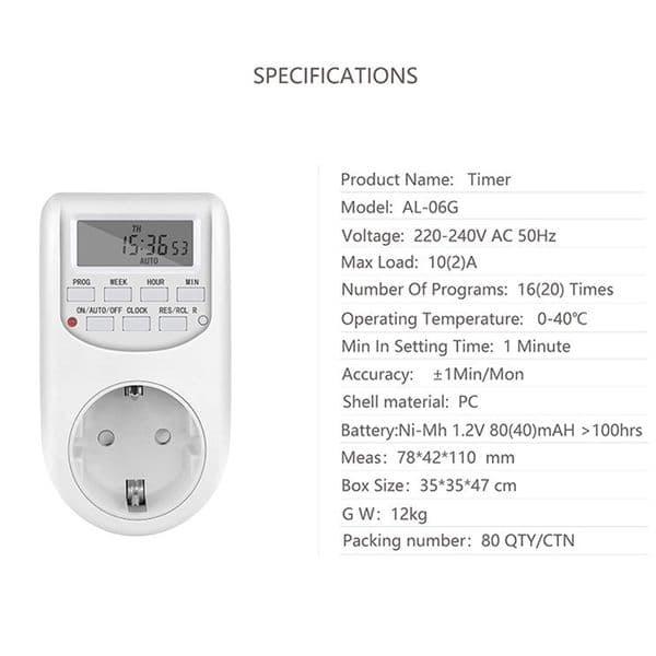 EU US Adjustable Digital Timer Switch Energy Saving Smart Power Socket Programmable Setting of Clock/ On/ Off Time