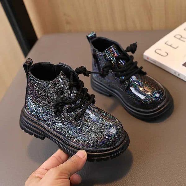 High Quality Childrens Fashion PU Striped Bright Leather Zipper Martin Boots Bicycle Boots T241102
