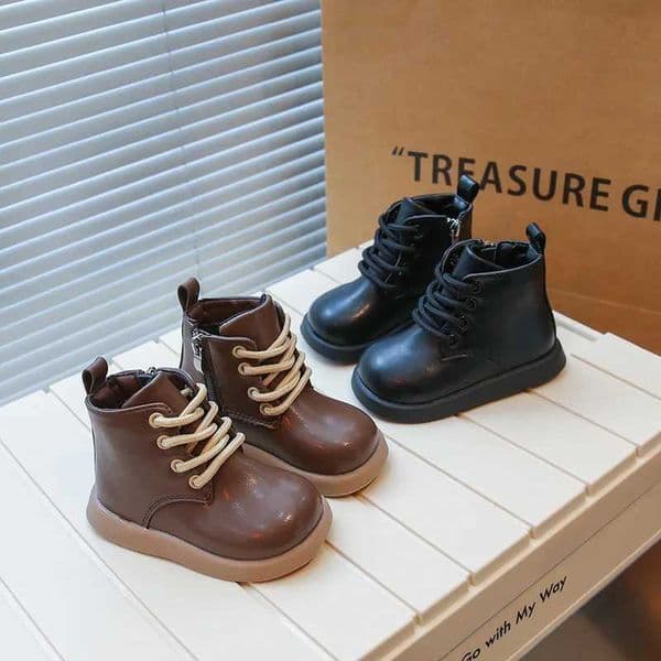 High Quality Little boy fashion childrens autumn leather boots 2-10 year old boys ankle boots mocha nude boots brown T241102