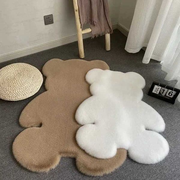 Cute Children Rooms Rugs Rabbit Bear Bedroom Furry Floor Mat Kawaii Washable Thermal Carpet For Baby Entrance Kids Door MatsXJ241101